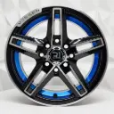 RIN 13X6 4-100/114.3 R1 SPORT 353C BLACK MACHINE AND BLUE UNDERCUT ET30 CB73.1