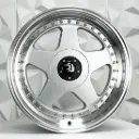 RIN 17X9 5-100/113 R1 SPORT L2585 SILVER MACHINE LIP CHROME RIVETS ET20 CB73.1